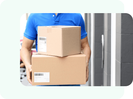 Courier carrying boxes