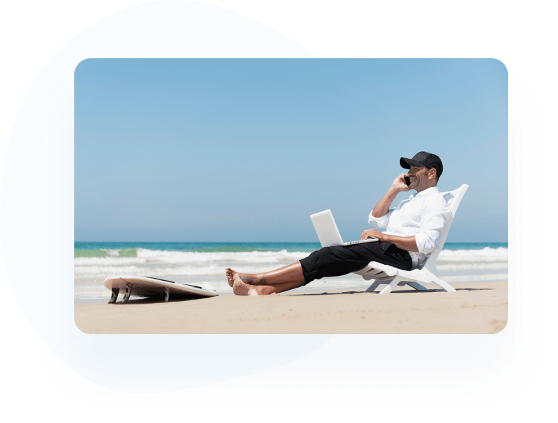 Man working at the beach